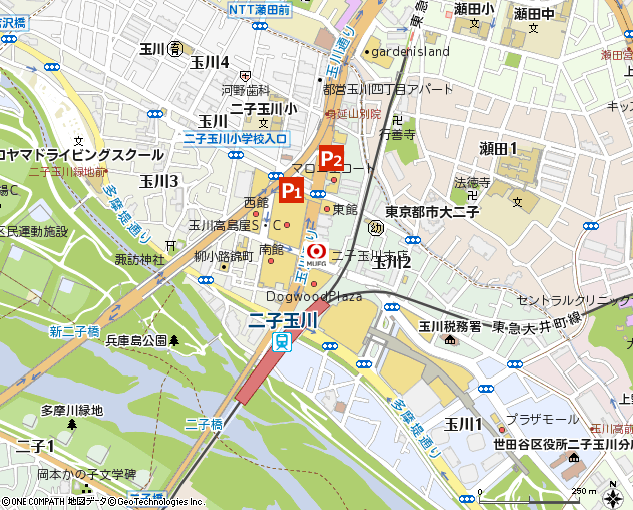 二子玉川支店付近の地図